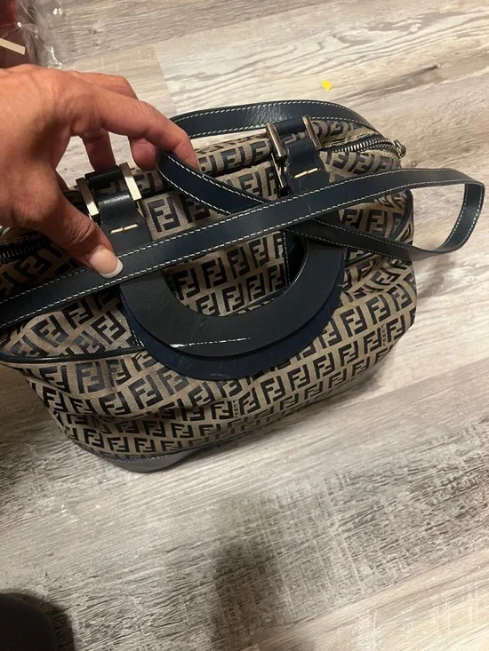 Fendi Brown & Navy FF Logo two way Bag - Picture 5 of 11